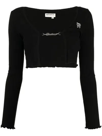 Musium Div. Logo-embroidered Cropped Cardigan In Schwarz