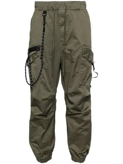 Musium Div. Logo-patch Tapered Trousers In Green