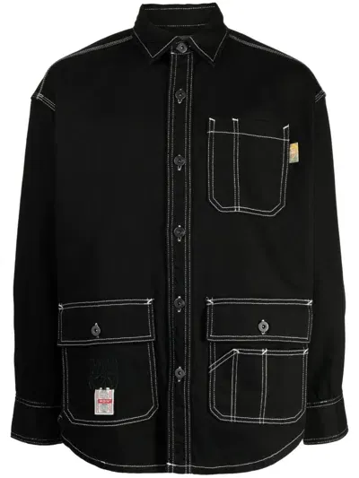 Musium Div. Long-sleeve Button-fastening Shirt In Black