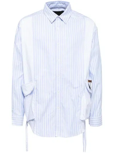 Musium Div. Pinstripe Pattern Shirt In Blue