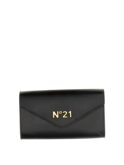 N°21 Wallet With Chain And Logo In Black