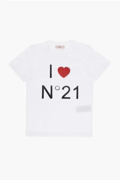 N°21 Cotton Crew-neck T-shirt With Logo In White