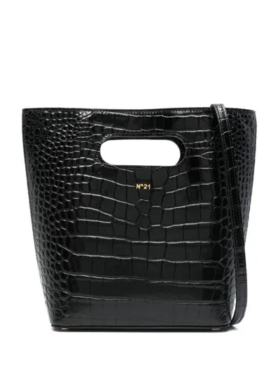 N°21 Embossed-crocodile Tote Bag In Black