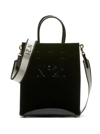 N°21 Embossed Glossy Tote Bag In Black