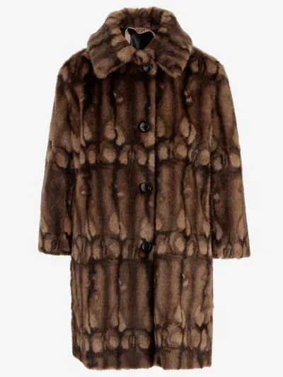 N°21 Faux Fur Coat In Brown