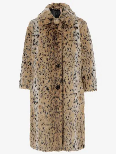 N°21 Faux Fur Coat With Leo Pattern In Brown