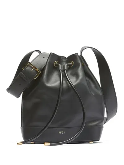 N°21 Panelled Leather Bucket Bag In Black