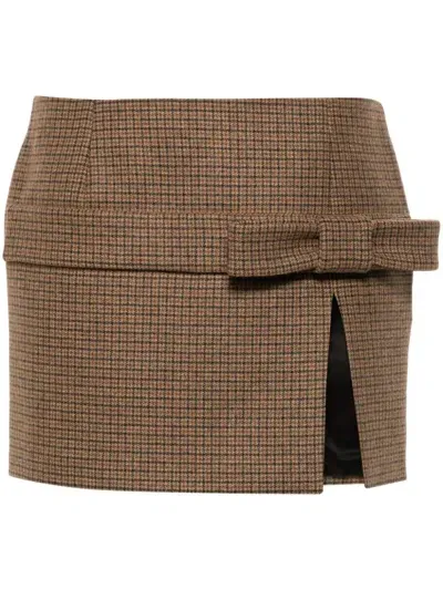 N°21 Plaid-check Mini Skirt In Brown