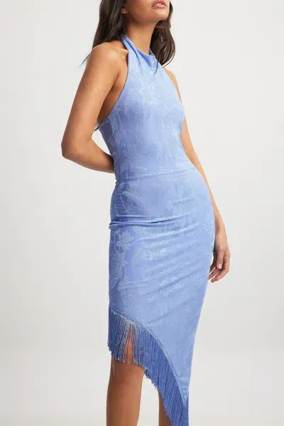 Na-kd Fringe Midi Dress In Blue