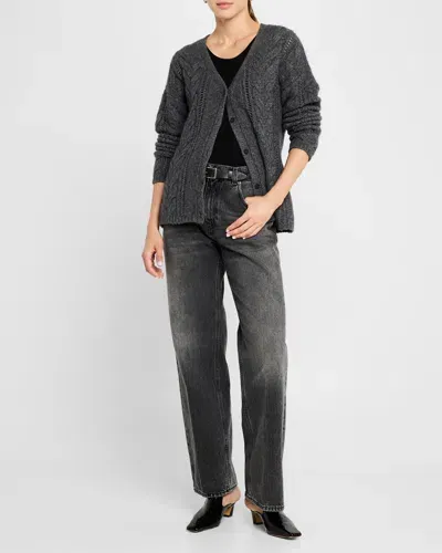 Naadam Cable Wool-cashmere Cardigan In Granite