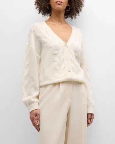 Naadam Cashmere Cable-knit Cardigan In White