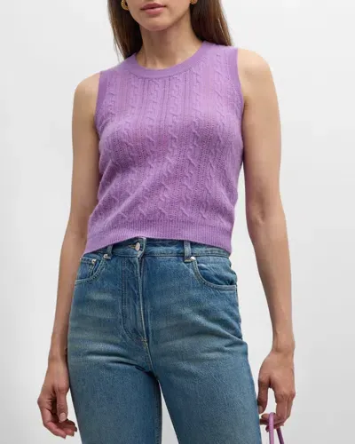 Naadam Cashmere Pointelle Cable-knit Top In Lavender