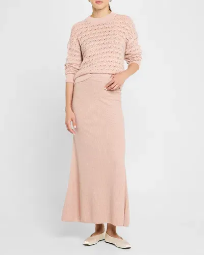 Naadam Crewneck Pointelle-knit Cashmere Sweater In Desert Pink