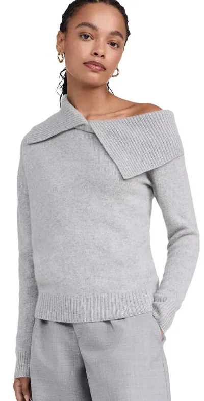 Naadam Luxe Cashmere Collared Asymmetrical Sweater Cement