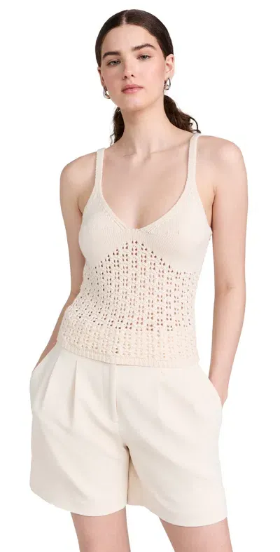 Naadam Pima Cotton Artisanal Stitch Tank Top Ivory In Ecru