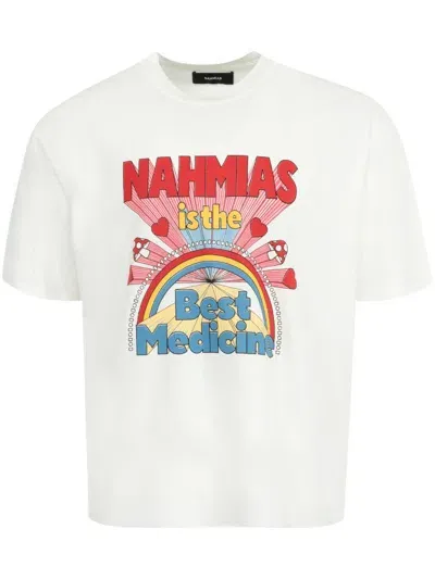 Nahmias Medicine Printed Cotton T-shirt In White