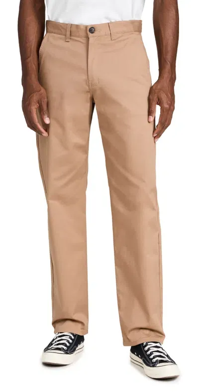 Naked & Famous Straight Chino Beige Stretch Twill Trousers Beige