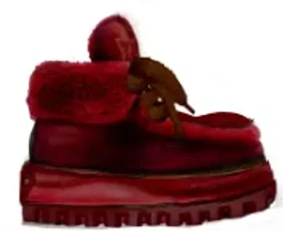 Naked Wolfe Women Bambi Burgundy Suede/shearling In Red