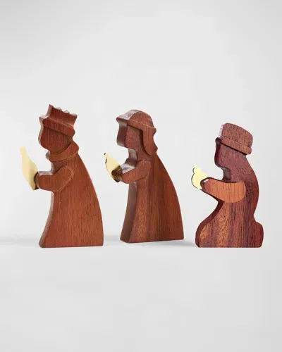 Nambe Wood Wisemen Christmas Decoration In Brown