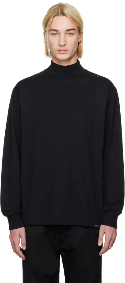 Nanamica Black L/s Mock Neck T-shirt In K Black