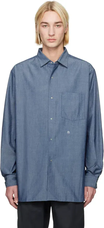 Nanamica Indigo Regular Collar Chambray Shirt In Id Indigo