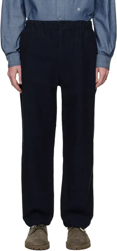 Nanamica Navy Cotton Wool Mariner Pants In Dn Dark Navy