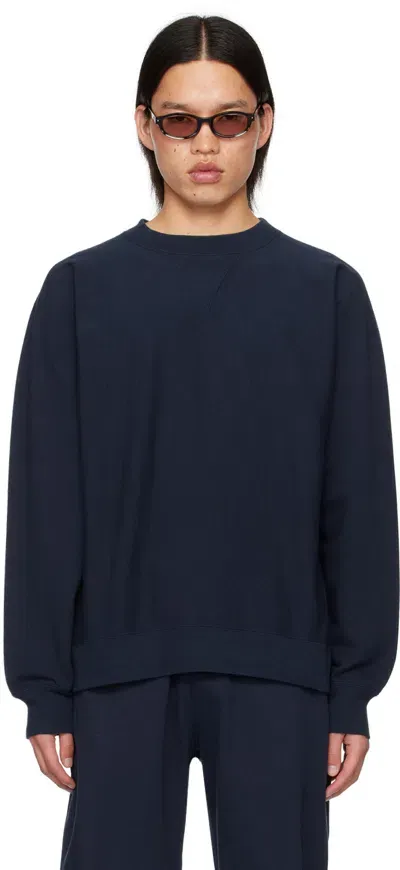 Nanamica Navy Kodenshi Sweatshirt In Dn Dark Navy