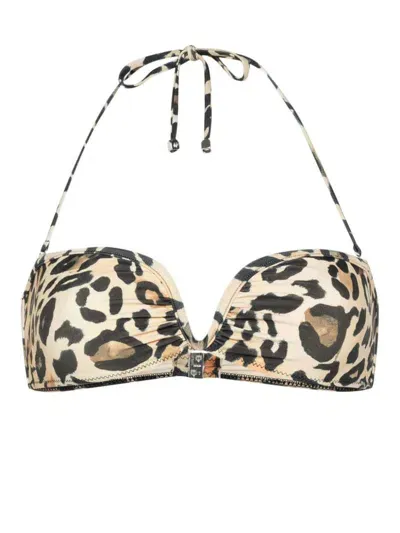 Nanushka Leopard-print Bikini Top In Neutral