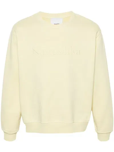 Nanushka Logo-embroidered Cotton Sweatshirt In Yellow