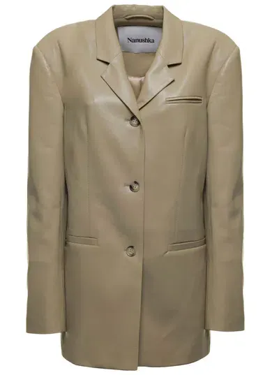 Nanushka Marsey Beige Vegan Leather Blazer