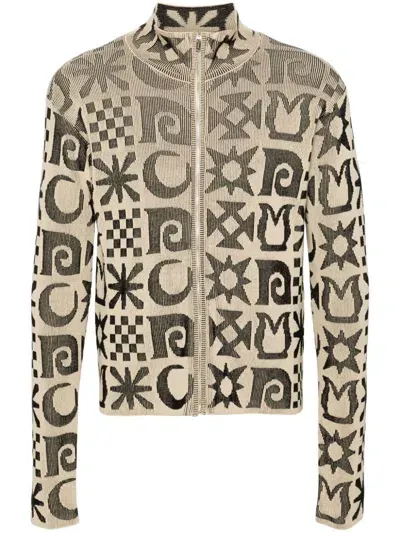 Nanushka Tomoo Cardigan In Creme/black Totem