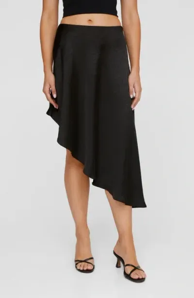 Nasty Gal Asymmetric Hammered Satin Skirt In Black