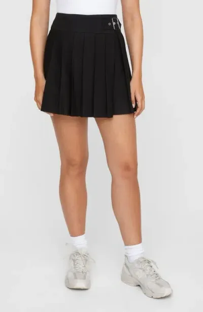 Nasty Gal Buckle Detail Pleated Miniskirt In Black