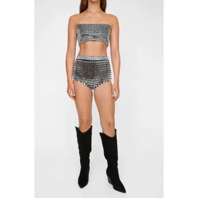 Nasty Gal Diamante Embellished Shorts In Silver