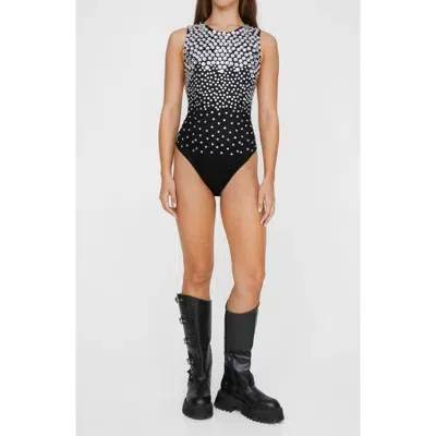 Nasty Gal Diamante Gradient Embellished Bodysuit In Black