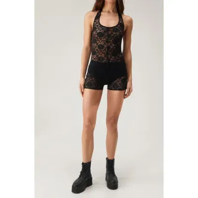 Nasty Gal Lace Halter Neck Romper In Black