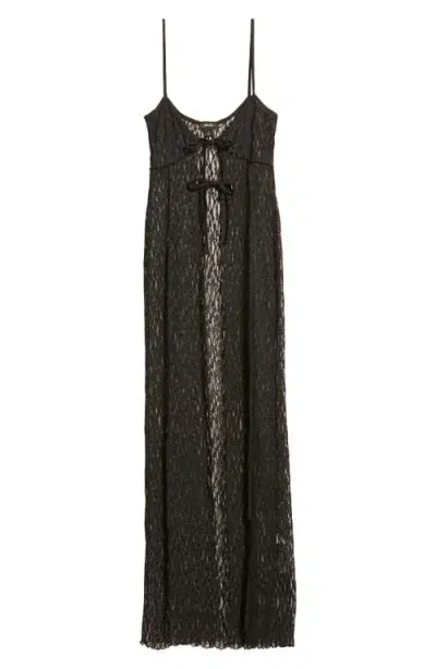 Nasty Gal Lace Tie Front Longline Camisole In Black