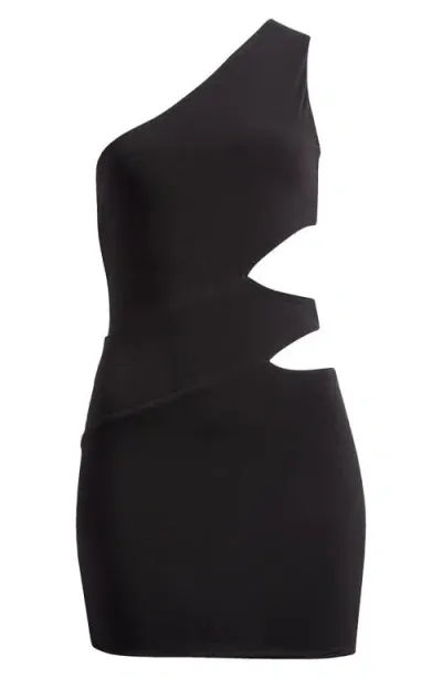 Nasty Gal One-shoulder Cutout Minidress In Black