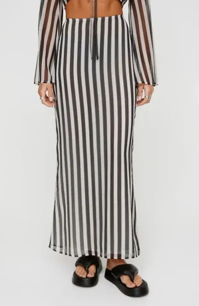 Nasty Gal Stripe Maxi Skirt In Black