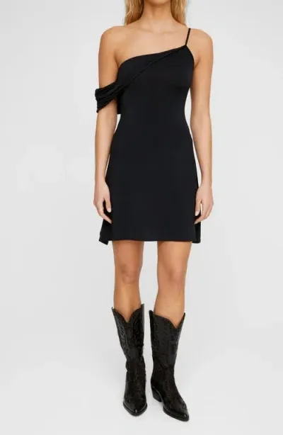 Nasty Gal Twisted One-shoulder Minidress In Black