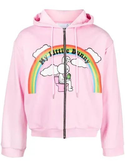 Natasha Zinko Bunny-print Hoodie In Pink