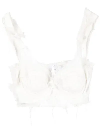 Natasha Zinko Frayed-detail Bustier Top In White