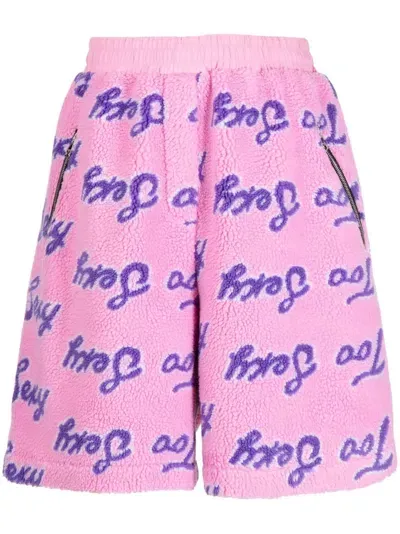 Natasha Zinko Graphic-print Textured Track Shorts In Pink