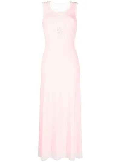 Natasha Zinko Lace-trimmed Midi Dress In Pink