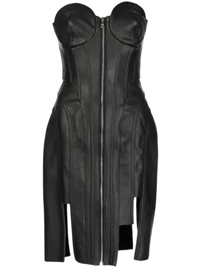 Natasha Zinko Leather Corset Cone Dress In Black