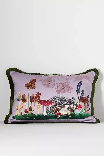 Nathalie Lete Embroidered Velvet Pillow In Blue