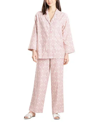 Natori Infinity Flannel Print Pajama Set In Purple