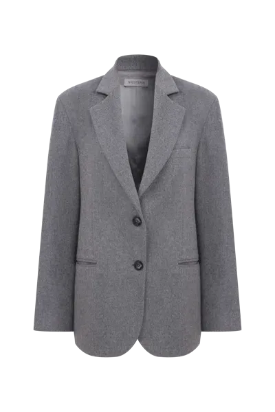 Nazli Ceren Boxy Wool Blazer In Grey In Dolphin Grey