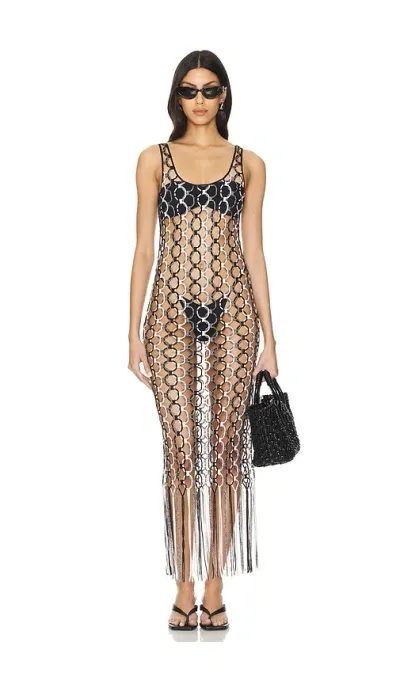 Nbd Letizia Midi Dress With Fringe In Black