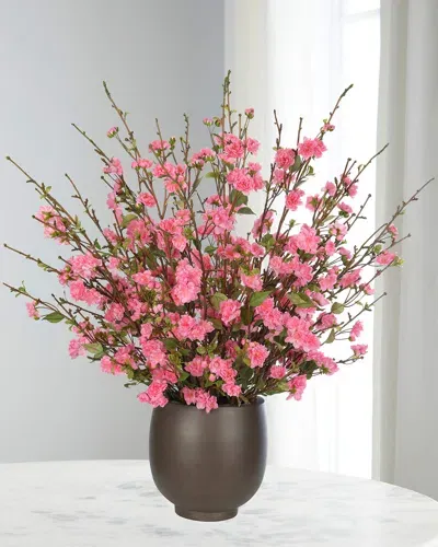 Ndi Apple Blossoms 41" Faux Floral Arrangement In A Concrete Pot In Pink